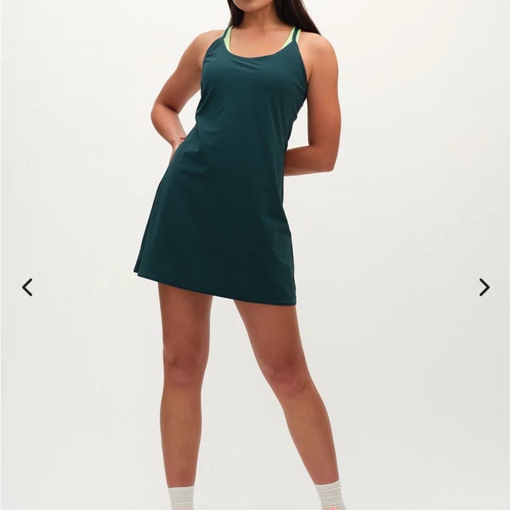 Outdoor Voices Olive Green Tank Dress with Built-in Shorts